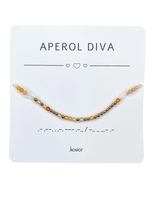 bransoletki na sznurku Bransoletka z alfabetem Morse, Hematyt i Awenturyn pomarańczowy