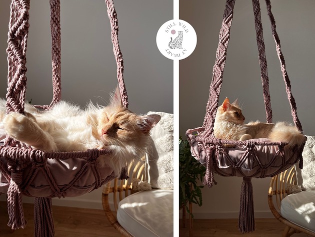 legowiska dla psów i kotów Hamak XXL na kole, Huśtawka dla dużych kotów, Wiszące legowisko