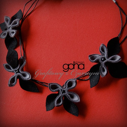Grafitowy z Czarnym-Biżuteria Autorska FlowerFelt Design