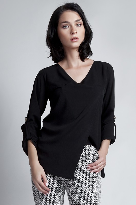 Kopertowa bluzka BLU 118 - czarny Lanti