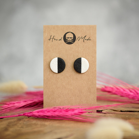 kolczyki z masy plastycznej Kolczyki Dots M - biało-czarne