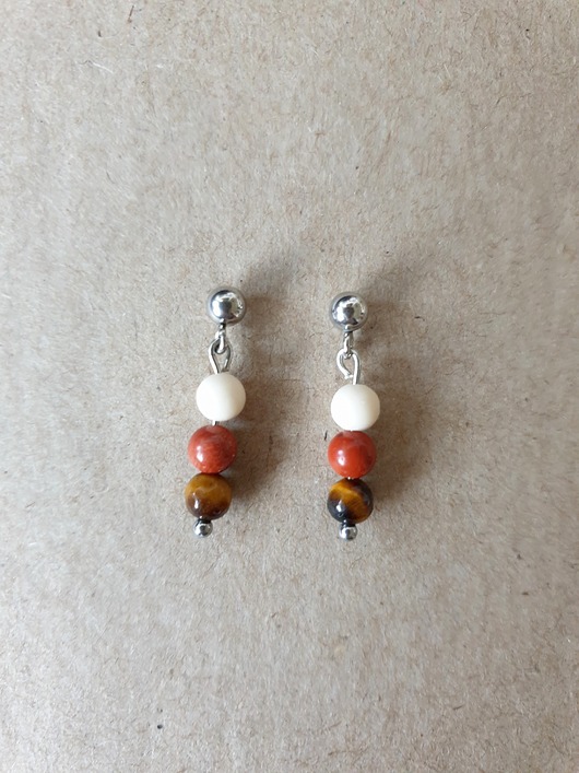 kolczyki z kamieniami Kolczyki DROPSY MINI jaspis czerwony, tygrysie oko, kamień rzeczny