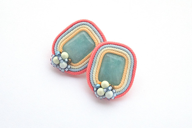 kolczyki soutache Pastelowe prostokąty