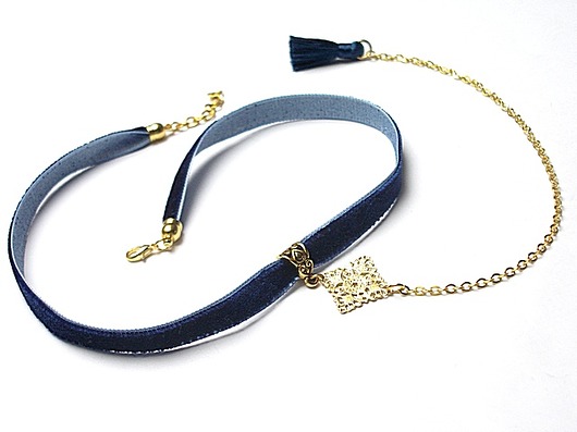 Choker - navy /smycz/ KiKa pracownia