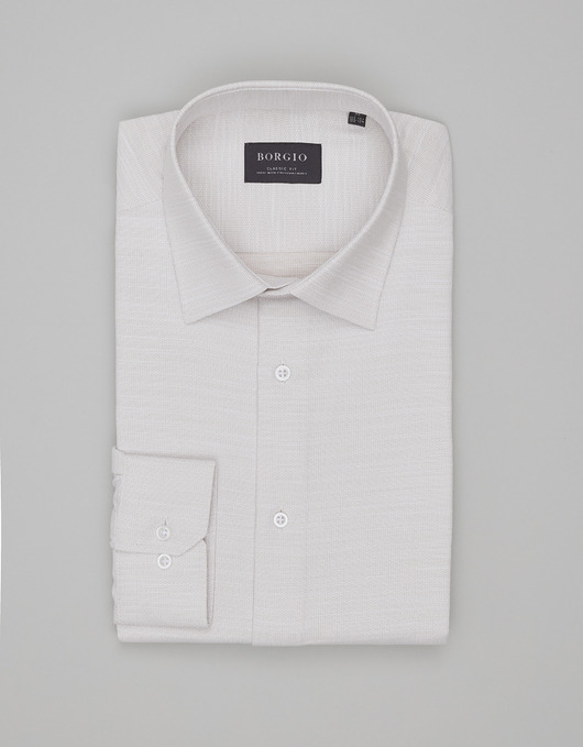 koszule męskie Koszula fabrizia 00547 długi rękaw beżowy classic fit
