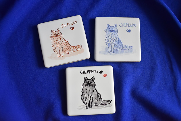 podkładki do kuchni Podkładki pod kubki kafelki koty "Ciepełko"