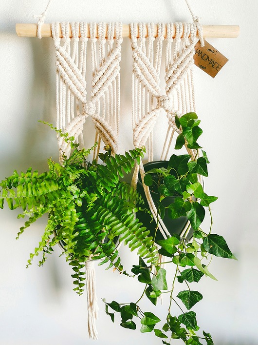 Makrama podwójny kwietnik na ścianę Hygge Macrame