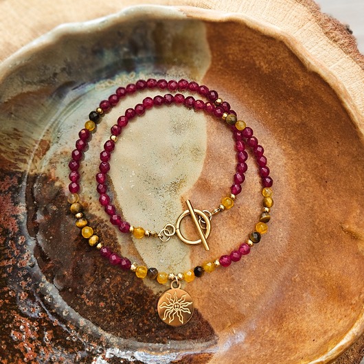 chokery Choker z agatem, jadeitem i tygrysim okiem