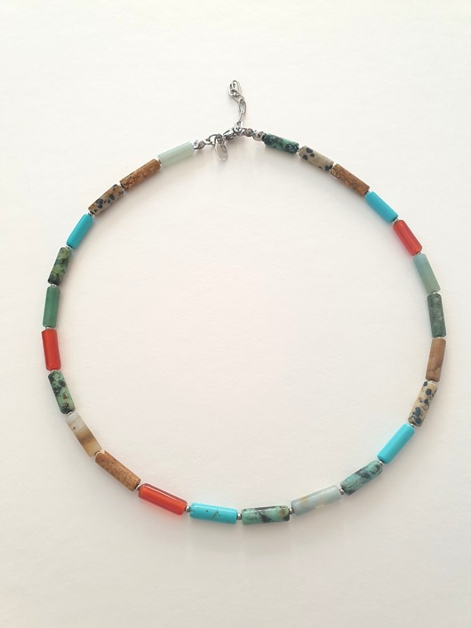 chokery Naszyjnik, PATYCZKI agat, jaspis, howlit, wielobarwny