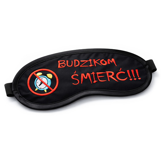 opaski na oczy OPASKA Czarna bawełniana haftowana Budzikom śmierć PREZENT