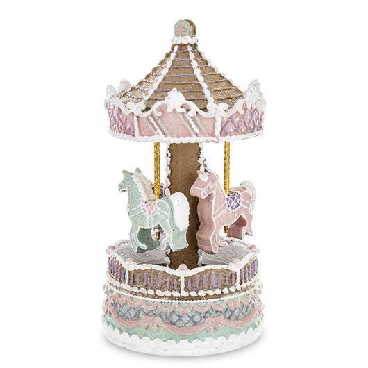 dekoracje świąteczne Piernikowa karuzela z pozytywką 15x12,5x9,5 cm TIOVIO