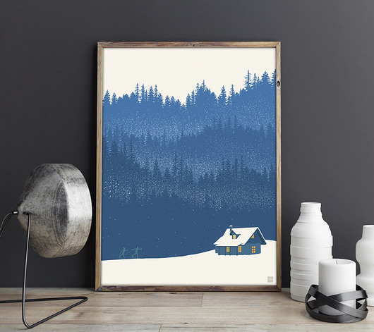 Zima - vintage plakat  minimalmill
