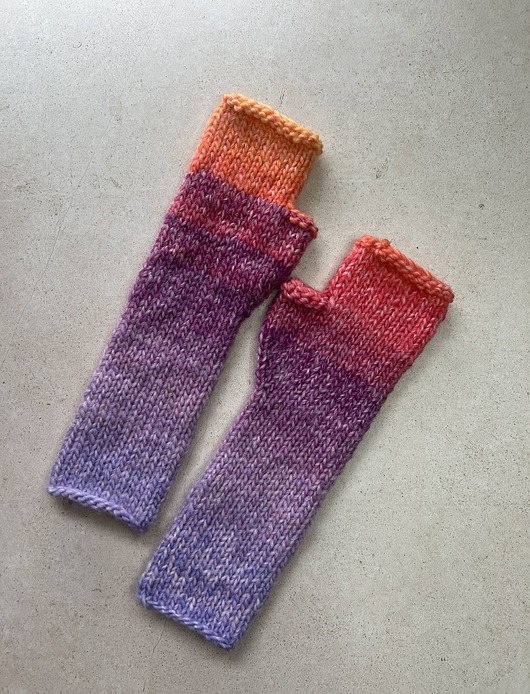 rękawiczki damskie Zimowe mitenki z wełną zachód słońca