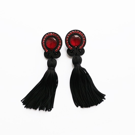 Flamenco collection- JUANITA  - kolczyki Soutach Mró Soutache