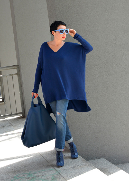 swetry damskie  New SWETER OVERSIZE granatowy