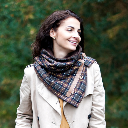 szale damskie Szal, Komin Kratka - miękki brązowy