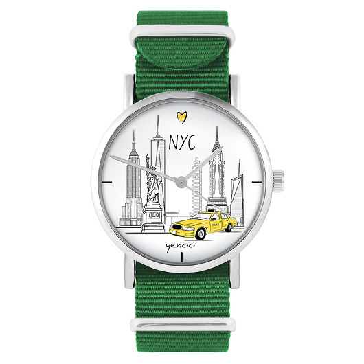 zegarki unisex Zegarek - New York - zielony, nylonowy