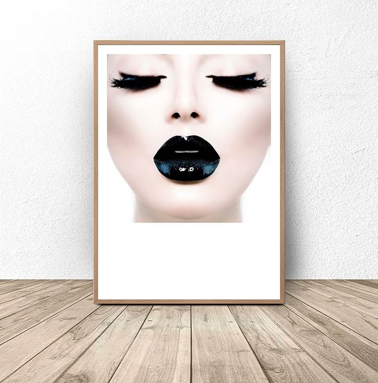 plakaty Plakat glamour "Black lips"