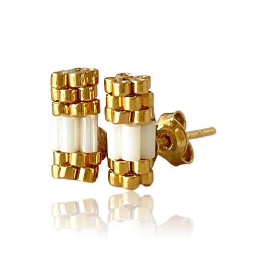Biżuteria ślubna Kolczyki AMI alabaster/gold
