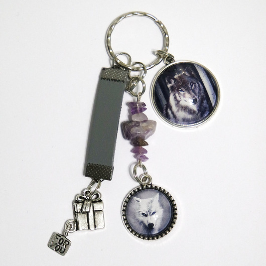 breloki Breloczek, talizman - Wilki, ametyst