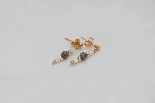 bransoletki z kamieni naturalnych Delikatne kolczyki z Labradorytem i Masą Perłową