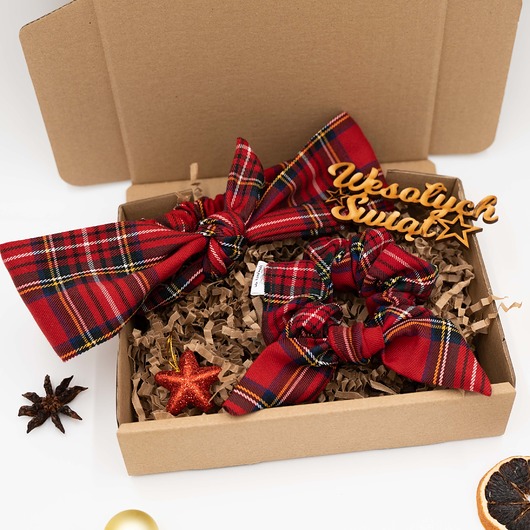 opaski do włosów Zestaw prezentowy Krata