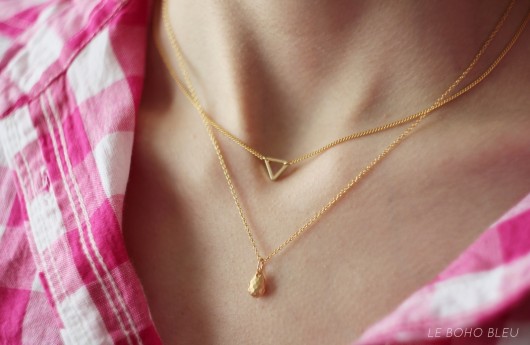 16k Gold Plated Matt Droplet Necklace Le Boho Bleu