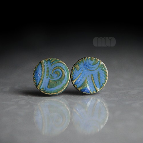 kolczyki ceramiczne Orient 14mm/stal chirurgiczna 316L/