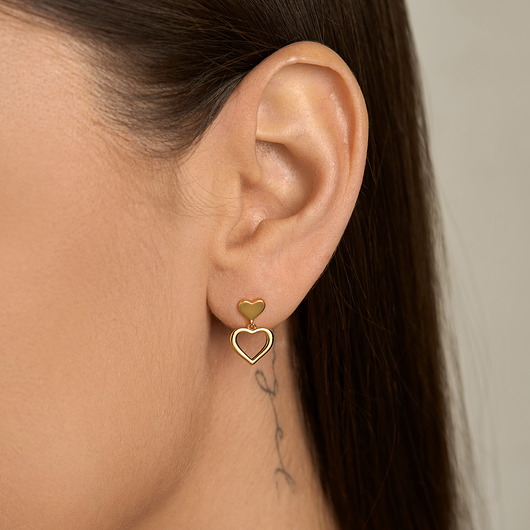 kolczyki pozłacane Złote kolczyki "Cute Hearts"- srebro 925 pozłacane