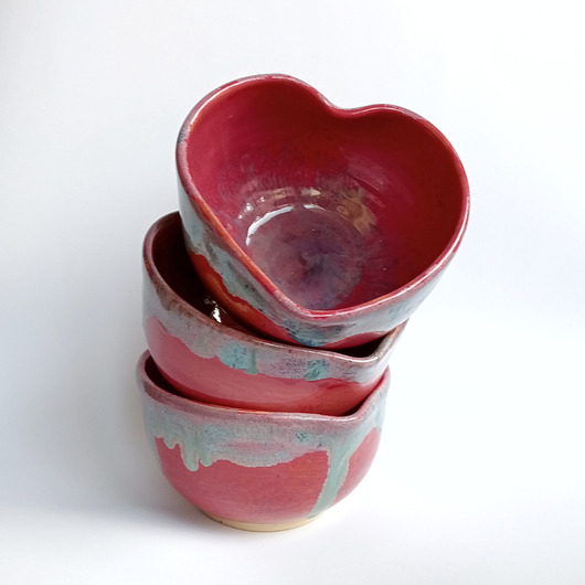 miski i misy Miska serce różowa z polewą