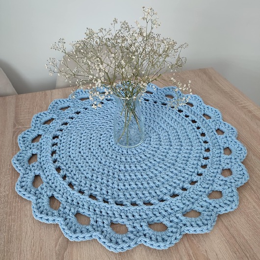 podkładki do kuchni Podkładka okrągła szydełkowa ze sznurka 65cm