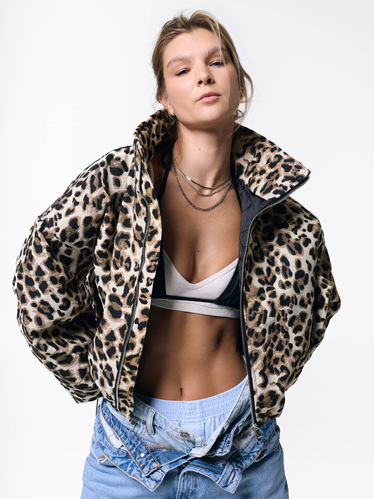 kurtki damskie Kurtka bomber leopard heavy jacket
