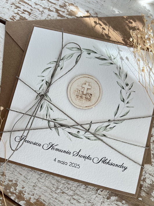 zaproszenia na komunię Najpiękniejsze oryginalne rustykalne zaproszenia na komunię - komunijne ręczn