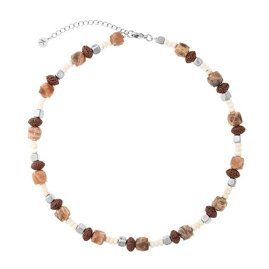 chokery Naszyjnik Boho Chic - Mix cztery kamienie - Srebrne