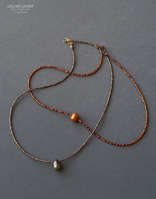 chokery Boho minimalistycznie. Dwa naszyjnik z cudną prawdziwą perłą 3w1 PREZENT lux