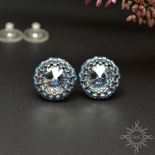 kolczyki swarovski Blue Shade II, kolczyki z kryształami Swarovskiego, beading