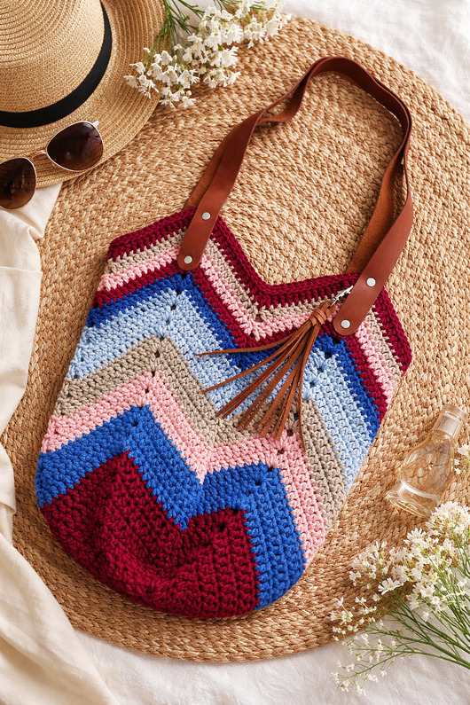 torby na zakupy Torba na zakupy szydełkowa w paski shopperka