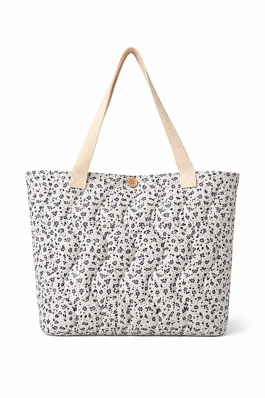 torebki różne Torba pikowana - kwiatki, granatowo biała