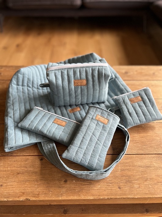 torebki różne Zestaw prezentowy z lnu - niebieski