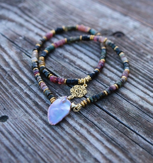 złote naszyjniki Naszyjnik z turmalinów