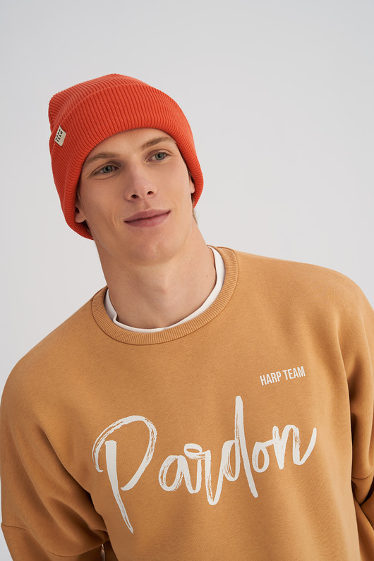 czapki i kapelusze męskie Czapka zimowa z bawełny organicznej jasnoczerwona