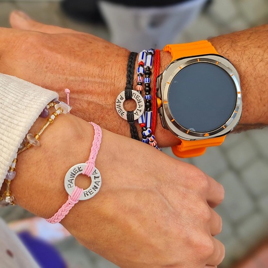 biżuteria męska Dowolny napis - bransoletka personalizowana z kółkiem i warkoczykiem