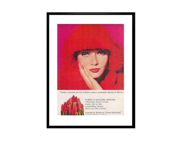 grafiki i ilustracje Oprawiona reklama pomadek REVLON z 1968  r