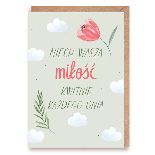 kartki okolicznościowe - wydruki Kartka ślubna z kwiatami - Miłość kwitnie