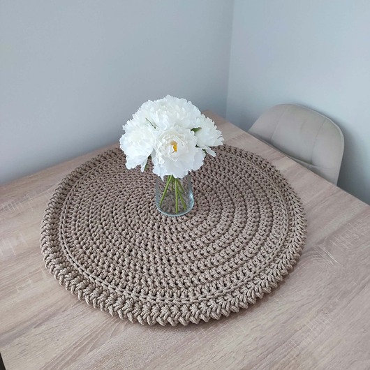 podkładki do kuchni Podkładka szydełkowa ze sznurka bawełnianego okrągła 60cm
