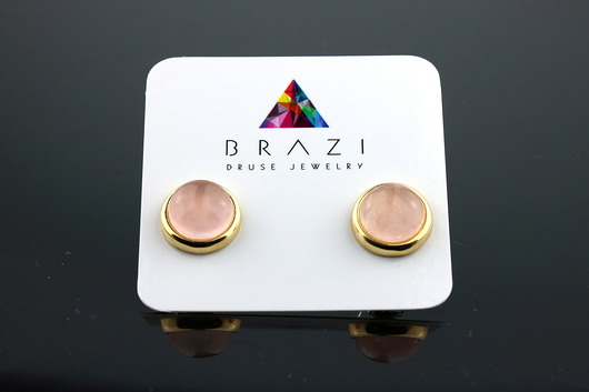 BRAZI EARRINGS Kwarc rózowy Brazi Druse Jewelry