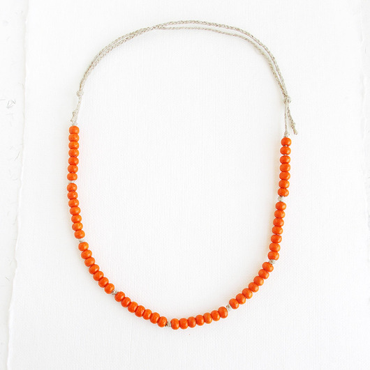korale Orange lekki naszyjnik lniany