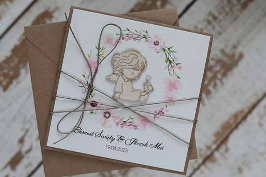 kartki, zaproszenia na chrzest Kartka na chrzest i roczek jednocześnie z personalizacją