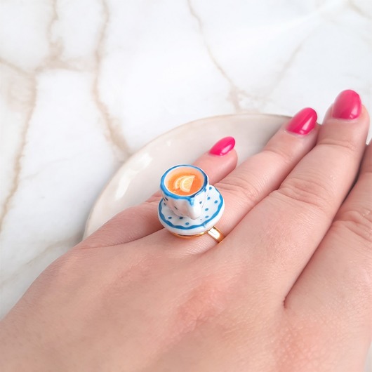 pierścionki - różne Pierścionek filiżanka z herbatą