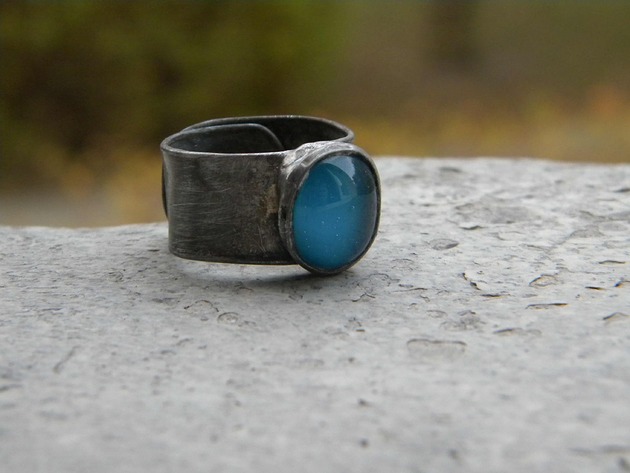 pierścionki - różne Świetlisty niebieski    - pierścionek